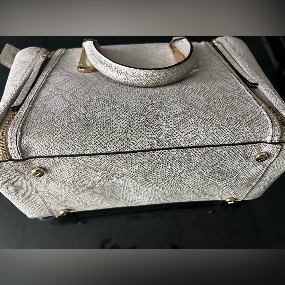 Henri Bendel Snake Print Tote in Gray and Gold - Picture 5 of 16